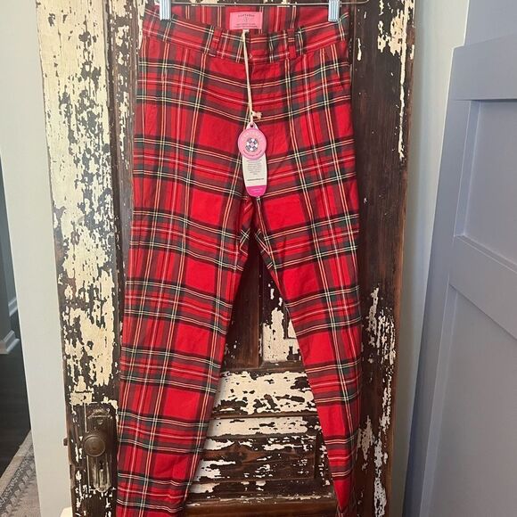 NWT ANKLE CAPRI STRETCH TWILL ROYAL STEWART TARTAN PLAID. Size 0 - Picture 1 of 8